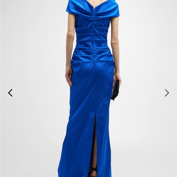 Ricki Freeman Off-Shoulder Ruched Taffeta Gown Size 2 - Picture 9 of 10